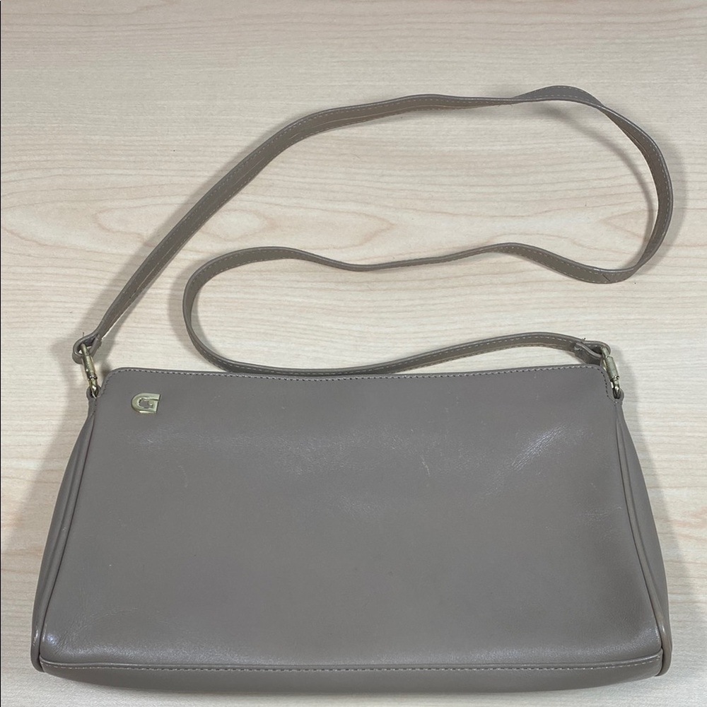 Ganson Elegant Taupe Leather Shoulder Bag
